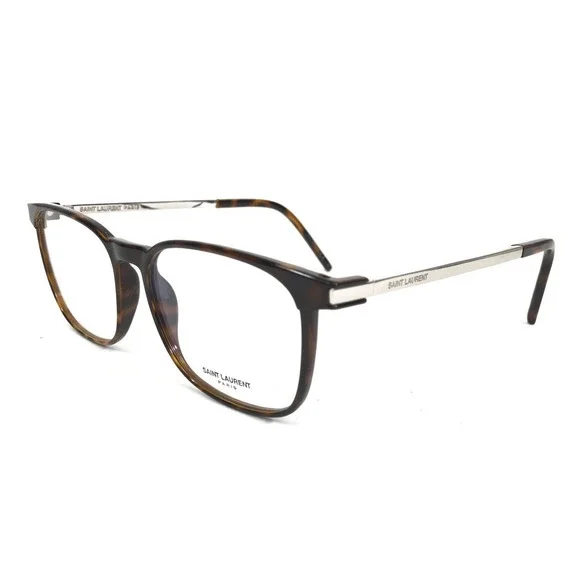 Saint Laurent Eyeglasses Frames SL230 004 Brown Tortoise Silver Square 53-16-145 - Picture 1 of 11
